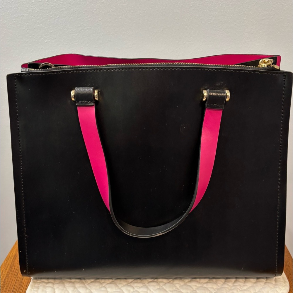 Kate Spade Black Tote with Pink Handles - Picture 2 of 5